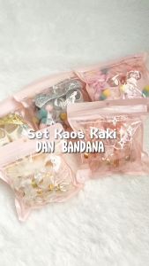 BOBOHO - SET BANDANA BAYI + KAOS KAKI ISI 3 PCS / HEADBAYI BAYI / BANDANA ANAK PEREMPUAN PREMIUM