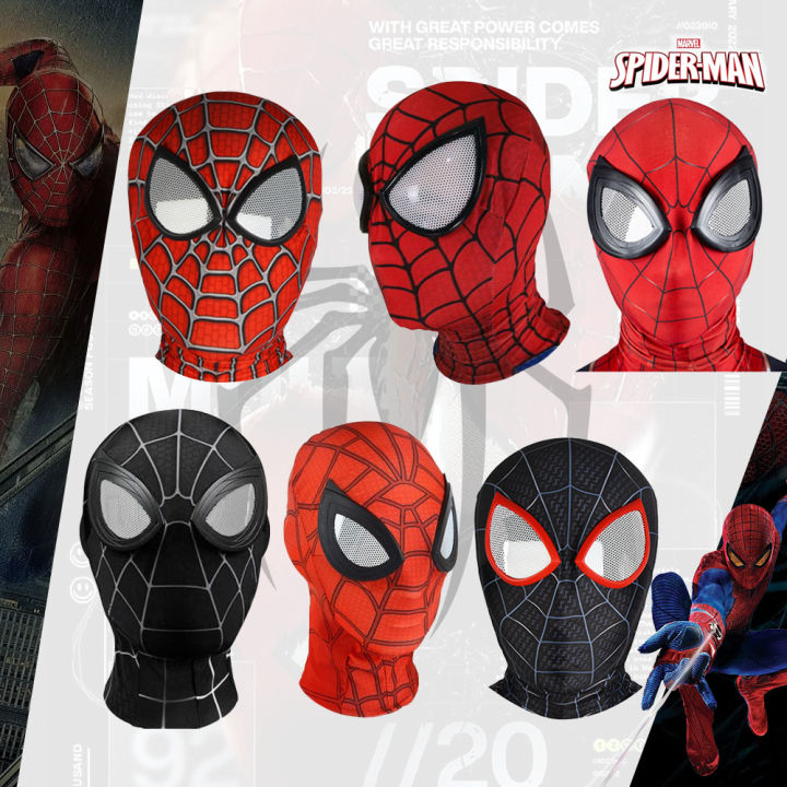 Marvel Spiderman No Way Home Miles Morales Mask Headcover Milk Silk Breathable Mask Spider Man Headcover Amazing Spider Man Costume For Adult Kids