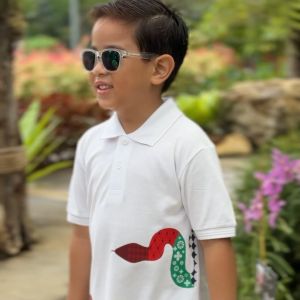 CNY 2025 Kids 100% Cotton T-shirt Boy/Girl (3-14 Year) Snake Year Short Sleeve Round Neck Red T-shirt CNYKR12