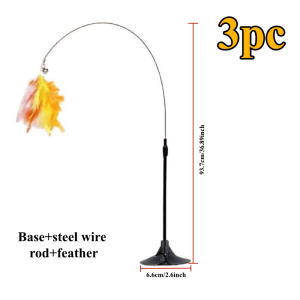 Cat Teasing Sticks Suction Cups Long Poles and Tinkling Feathers Are Self Entertainment and Stress Relieving Tools for Cats