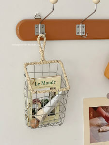 INS Scandinavian Hanging Iron Storage Basket Wall Hanging Storage Basket Woven Wire Storage Basket Kitchen Sundries Hanging Basket