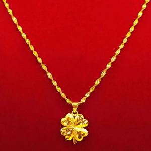 Womens Gold Plated Sand Gold Pendant Necklace Fashionable Long Lasting Color Lockbone Chain Attract Wealth Versatile Jewelry