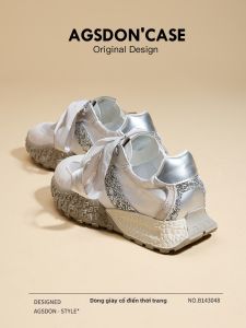 Agsdon | Silver Women Vintage Thick Soled Training Shoes