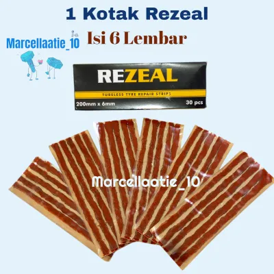 1 kotak isi 6 lembar REZEAL TIRE REPAIR TUBELESS TIRE REPAIR STRINGS CACING KARET PENAMBAL BAN TUBELESS TUBLES