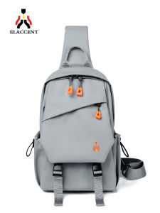 Casual Mens Large Capacity Sports Backpack Oxford Cloth Zipper Closure Pure Color Leisure Trend Shoulder Bag for Young Men