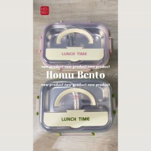 HOMU BENTO Kotak Makan Lunch Box Bahan Stainless Steel SS304 Metal Anti Karat Food Grade Bontot Anak dan Karyawan