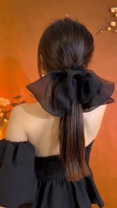 Korean Sweet Barrette Big Bow Spring Clip Hairgrips Oversized Hairpin Ribbon Hair Clip Chiffon Bow Hair Clip