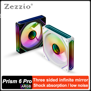 ZEZZIO PRISM 6 Pro 12CM Case Cooling Fan Three Infinity Mirror 5V 3PIN ARGB/PWM AURA SYNC Quiet Cooling Fan