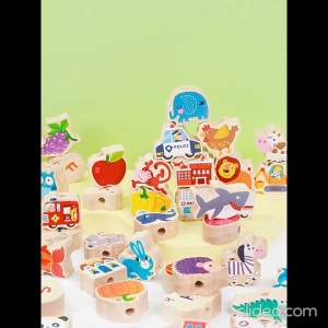Bộ Xâu Hạt Gỗ Montessori 100 Chi Tiết Chữ Cái Số Học Trái Cây Động Vật Xâu Dây Phát Triển Tư Duy Cho Bé