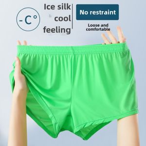 Men Underwear Loose Ice Silk Summer Plus Size Arrow Pants Mens Ultra-Thin Breathable Home Boxer Boxer Shorts
