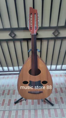 gitar gambus oud semi elektrik oval natural