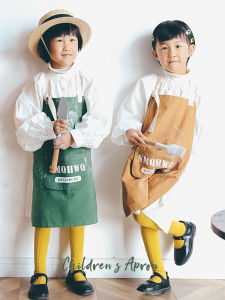 Childrens Apron Kitchen Painting Anti-dirt Retro Style Sleeveless Pure Cotton Apron for Toddlers And Preschool Kids