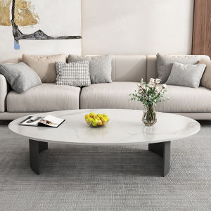 Stone Plate Coffee Table Accessible Luxury Italian Living Room Home Small Apartment Bar Table Oval Trending Creative Tea Table