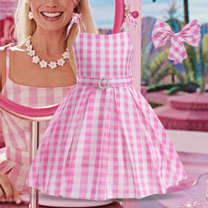 MQATZ New Movie Girls Pink Costumes Cosplay Clothes Children Pink Halloween Carnival Kids Party Wear For 3-10 Years BAB01A