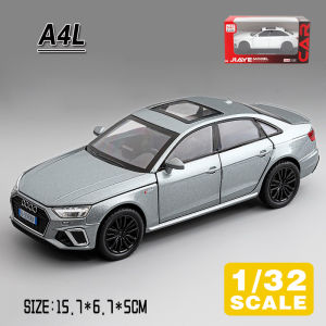 LEO 1:32 Audi A4 ยานพาหนะดายแคสโมเดลรถยนต์ลูกเต๋าของเล่นโลหะสำหรับเด็กผู้ชายเอฟเฟกต์แสงเสียงจำลองของขวัญของสะสมงานอดิเรก
