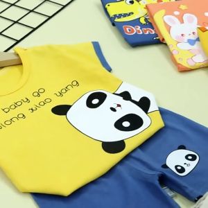 【C115】Boy & Girl Short sleeves cotton T-shirt & short Pants suit set Cartoon Kids Baby Fashion Casual Wear children clothing kids fashion 童装