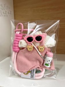 Handmade Doll Clothes Pink Sunglasses Shirley Rose Clothes Pendant Teddy Bear Knitted Sitting Position Replacement Outfit