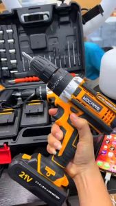 สว่านไร้สาย 3 ระบบ 298V +บล็อกไฟฟ้า 298V บล็อกไร้สาย แบตเตอรี่ 2 ก้อน รองรับงานหนัก สว่านกระแทก ฟรี!อุปกรณ์รวม 18 ชิ้น สีเหลือง