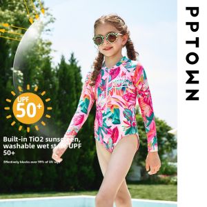 PPTOWN | Sun Protection One-Piece Swimsuit for Girls