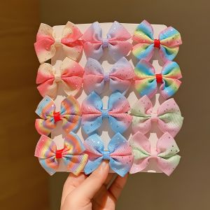 12 Pieces of Colorfulful Bow Hairpins Suitable for Girls Gifts