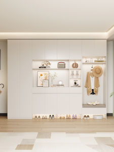 ENF Grade Oak Custom Cream Style Zero Formaldehyde Shoe Cabinet