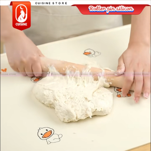 Rolling Pin Silikon Anti Lengket Penggiling Adonan Kue Roti Non Stick dengan Skala Pengukur Tebal