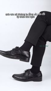 Hộp 4 đôi Tất nam cổ cao đi giày tây Mr.Socks đen họa tiết gân chìm chất liệu cotton cao cấp thoáng khí -TAY10-DEN-CB4