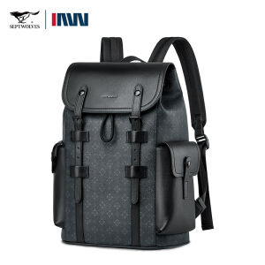 SEPTWOLVES Cowhide Leather Backpack For Man Waterproof Laptop Large Capacity MenS Medium notebook Back pack Office For Business Travel Outdoor