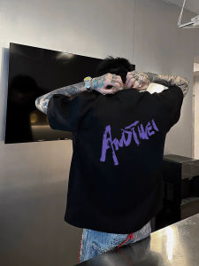 Áo Thun Nam Tay Ngắn Màu Đen Phong Cách Đường Phố Mỹ Cổ Tròn Cotton Nguyên Chất Mùa Hè Thường Ngày in Họa Tiết Thời Trang