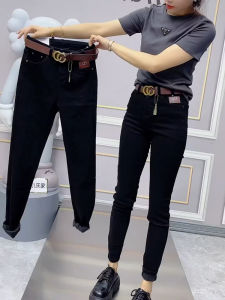 High Waist Slim Fit Denim Jeans Womens Elastic plus Size Autumn New Style Small Footed Pencil Pants Cotton Blend Pear Shape