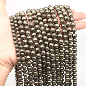 4/6/8/10mm Natural Pyrite Beads Round Loose Spacer Gem Stone Bead for DIY Bracelet Necklace Jewelry Making Accessories