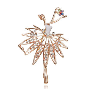 Fashion Rhinestone Enamel Gymnastics Ballet Dancer Brooch Pin For Women Cute Pins Crystal Corsage Brooch Wedding Jewelry Gift