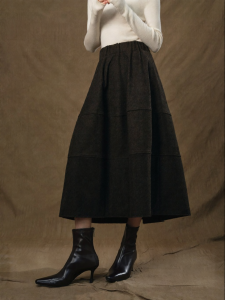 SUSHE | Melody Hepburn Style Heavy Wool Structural Sensation Half Skirt