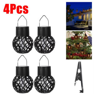 Outdoor Solar Hanging Flame Lamp with Hollow Design Branch Atmosphere LED Light for Courtyard Garden Pendant Light