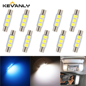 KEVANLY | 10pcs Car C5W 5050 3SMD Festoon LED 28mm 31mm Car Dome Light Bulb White 12V for Car Interior Reading Licence Plate Luggage Light