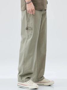 Quần Dài Công Sở Nam Ống Đứng Rộng Rãi Cotton Nguyên Chất Quần Dài Thường Ngày Mùa Xuân Quần Dài Công Sở Phong Cách Thường Ngày