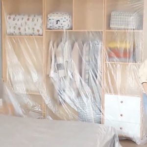 Disposable Furniture Dust Cover Dustproof Masking Film Protective Cover with Tape Plastic Sheet Cover Dust Protection