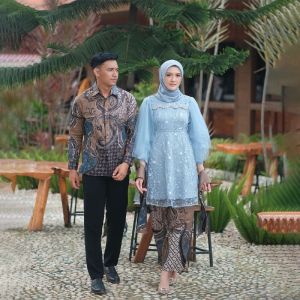 Baju Couple Pasangan Kondangan Baju Batik 1 SET Terbaru - BAJU PESTA - seragam kondangan motif terbaru / FASHION BAJU KAPEL SARIMBITAN MODERN BATIK / DRESS BATIK PREMIUM TERBARU PAPA MAMA KEREN ACARA FORMAL DAN NON FORMAL Luna Series SINTYA