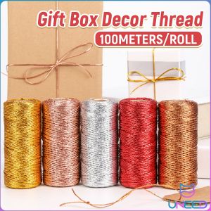 Need 100M/Roll Gift Box Decor Tag Line Tying Rope Packaging Thread Metallic Cord Christmas Strap Ribbon