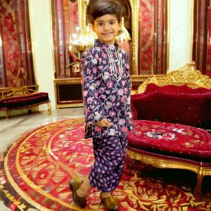 Floral Gold Kids Kurta With Dhoti Pants with Cotton Rajasthani Prints for Baby Boys and Kids