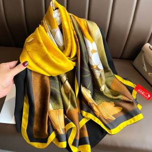 Snayu National Style Lotus Light Sun-Proof Imitated Silk Scarves Large Outer Wear Long Shawl Beach Scarf Silk Scarf for Women