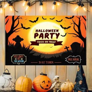 VIKAMA Halloween Lâu Đài Phù Thủy Ma Tấm Thảm Ma Quái Treo Tường Cho Phòng Ngủ Trang Trí Tiệc Sân Vườn Sợi Polyester Không Dệt