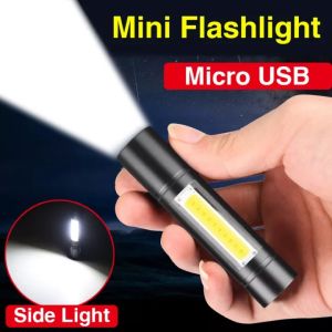 LED Mini Rechargeable Flashlight Portable Torch Outdoors Waterproof USB Tactical Hiking Camping Light
