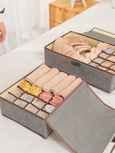 SAVE Foldable Panties Bra Socks Underwear Storage Box With Cover Closet Organizer Drawer Lingerie Wardrobe Organiser 收纳箱 ST07