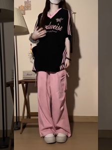 สไตล์เกาหลี Oversize เสื้อฟุตบอลหลวม เสื้อยืดกีฬาสําหรับผู้หญิง Streetwear Hottrend 2025