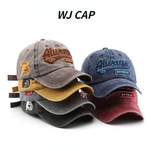 【WJ】Washed Old Letter Embroidered Duck Tongue Hat Summer Outdoor Sun Protection and Sunshade Mens and Womens Baseball Cap