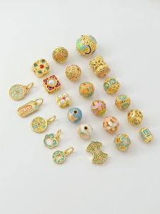 Đồng Mạ Vàng 18K Cổ Điển Trang Sức Vòng Cổ Hình Cầu Rỗng Tròn Trang Trí Treo Đồng Xu Cổ Phong Cách Trung Hoa Cổ Điển