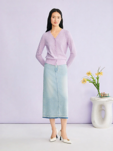 Spring Fashion Elegant V-Neck Textured Wool-Blend Knitwear