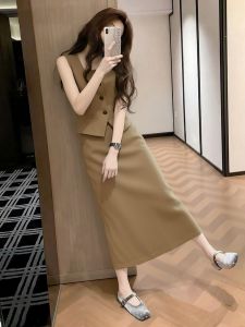SHANGSHA | Elegant High-End Business Style Vest Set Dress