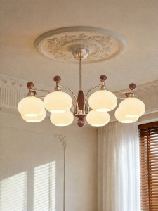 FANCY LAMP CLUB | Antique Style Retro French Persimmon Shaped Eye-Protecting Full Spectrum Chandelier